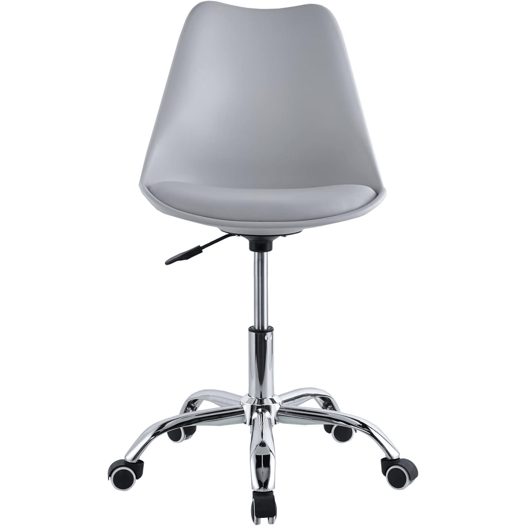 Silla Escritorio Ergonómica con Ruedas, Silla Oficina Giratoria con Altura Ajustable, Acolchada, Estilo Nórdico, Ideal para Estudio y Oficina