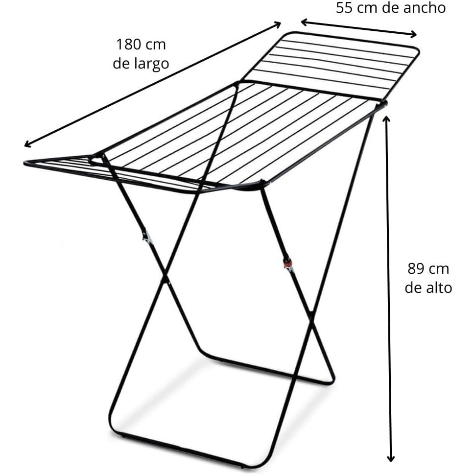 Tendedero Plegable de Metal con Alas y Estructura Ligera, 20 Metros de Superficie de Tendido, Resistente al Sol y a la Intemperie
