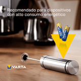 Pilas AA Alcalinas de Alto Rendimiento, VARTA Longlife Power, Ultra Larga Duración, Energía Continua, Ideal para Controles Remotos, Juguetes Electrónicos, Linternas, Lámparas, Relojes, Cámaras y Otros Dispositivos de Uso Diario - VARTA