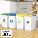 Cubo Basura Cocina de Plástico Resistente, 30L, Cubos de Basura Reciclaje