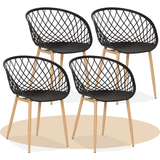 Sillas para Comedor, Sillas para Cocina con Asiento de Polipropileno Ultra Resistente con Diseño tipo Rejilla, Estructura y Patas Metálicas de Color Caqui, 56 x 56 x 80 cm, Negro