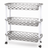 Carrito Auxiliar con Ruedas, Carrito Multifuncional de 3 Niveles, Apto para el Hogar, Oficina, Cocina, Sala de Estar, Baño, Fácil de Limpiar, Desplazamiento Fluido, 18,5 x 58 x 61 cm