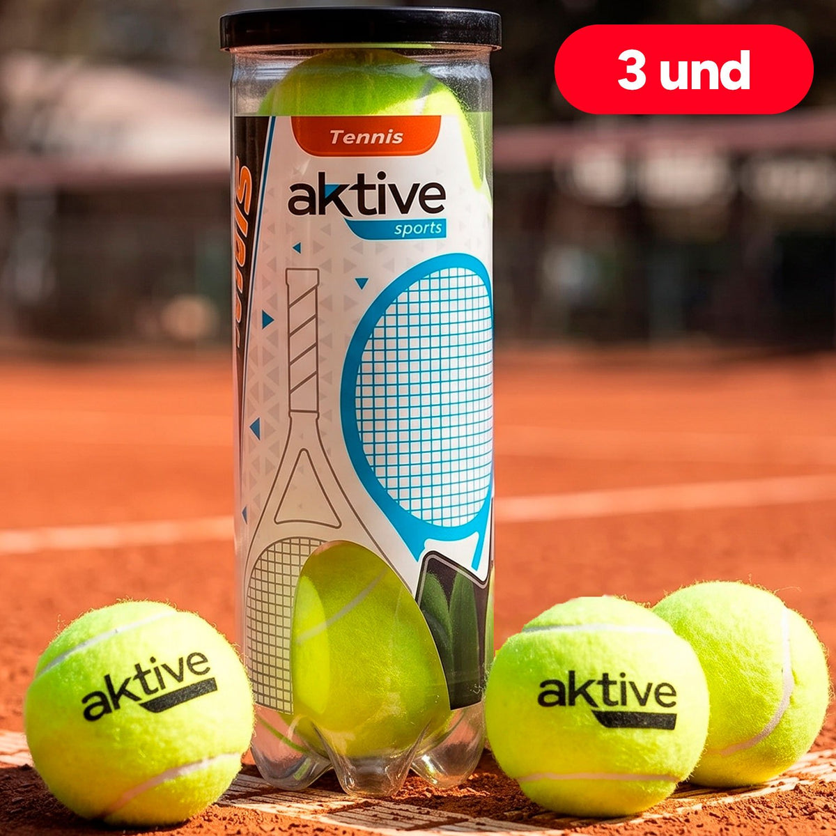 AKTIVE Pelotas de Tenis para Práctica, Entrenamiento y Juegos Recreativos, Resistentes, Paquete de 3 Pelotas