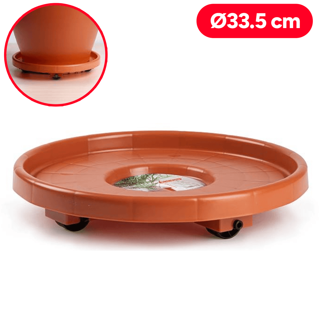 Bandeja Ruedas Plantas, soporte para plantas, Porta Macetas, Resistente y Duradero, Ideal para Interior y Exterior, Ø 33,5cm