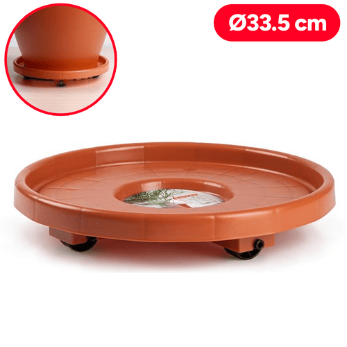 Bandeja Ruedas Plantas, soporte para plantas, Porta Macetas, Resistente y Duradero, Ideal para Interior y Exterior, Ø 33,5cm