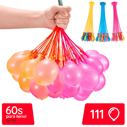 111 Globos de Agua de Llenado Rápido, Llenado Rápido en 60 Segundos ideal para Jardín, Piscina y Fiestas, Autosellado sin Nudos