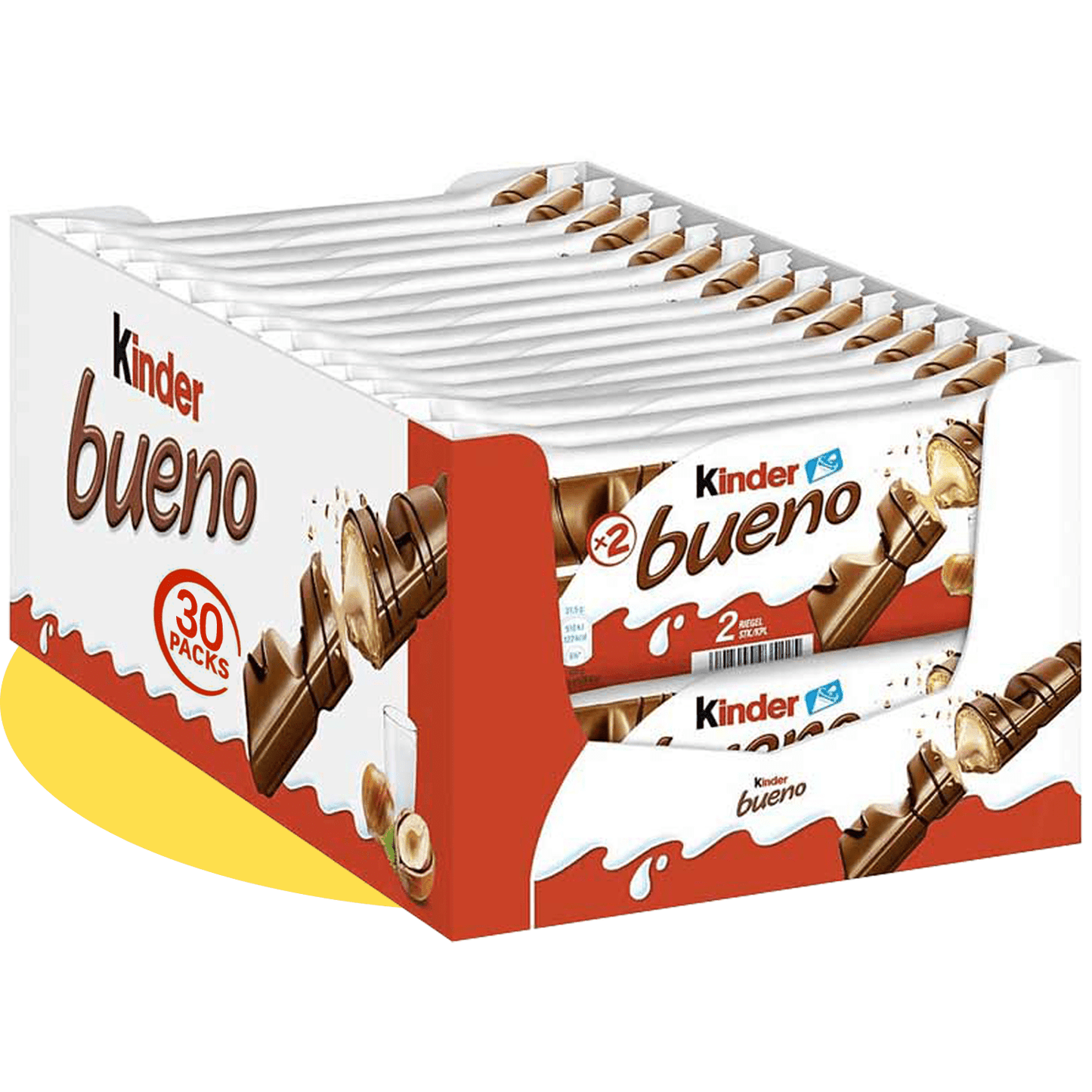 Kinder Bueno, Barritas de Chocolate y Crema de Avellanas, 15/30 Paquetes de 43g
