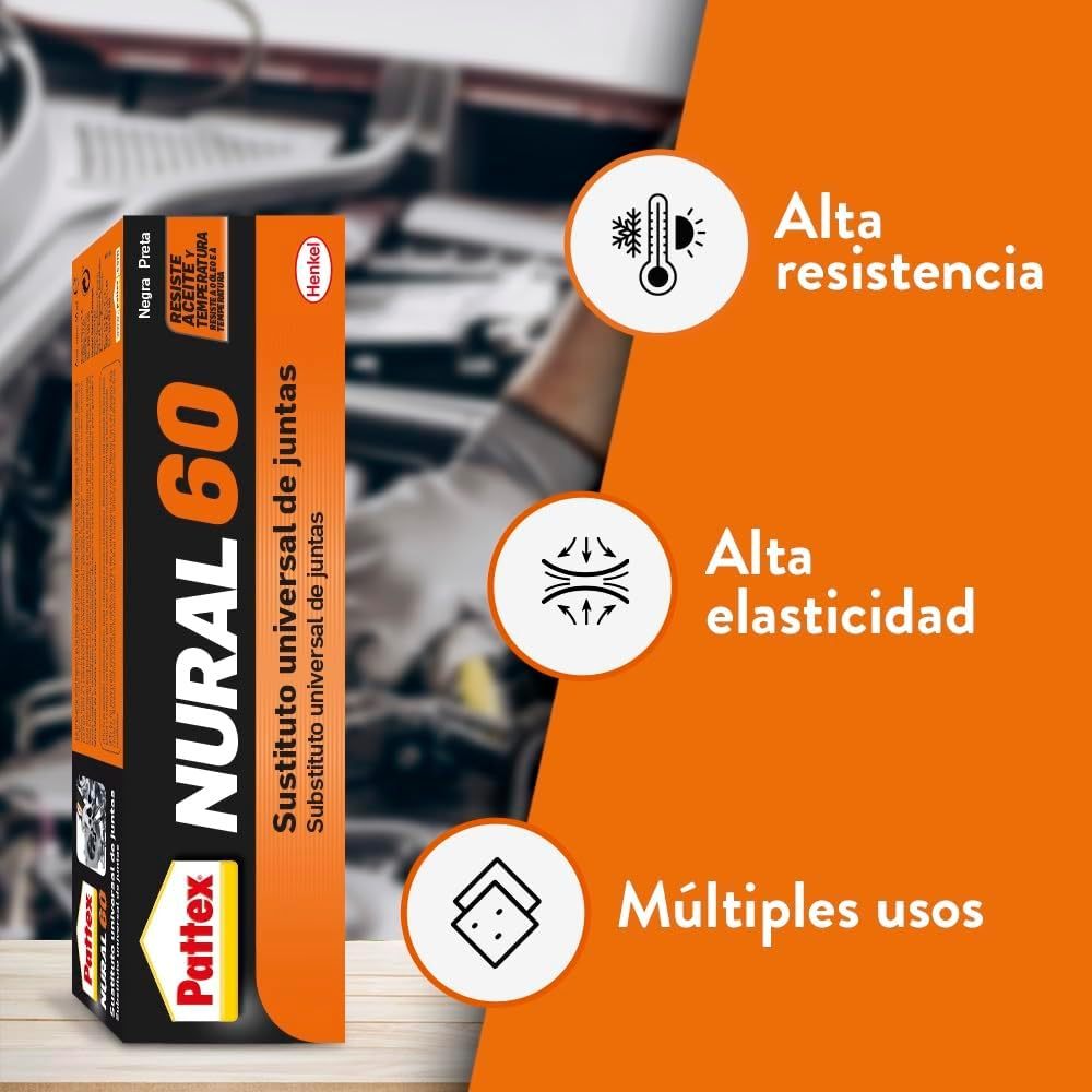 Pattex Nural 60 Sustituto Universal de Juntas, Sellador de Juntas para Automoción e Industria, Resiste Aceite y Temperatura, 40ml