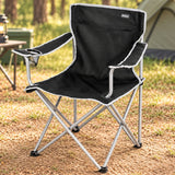 AKTIVE Silla Plegable de Camping Portátil para Playa, Camping y Jardín con Portavasos Integrado y Estructura de Acero, Capacidad de hasta 100 kg, 45 x 45 x 80 cm, Negro