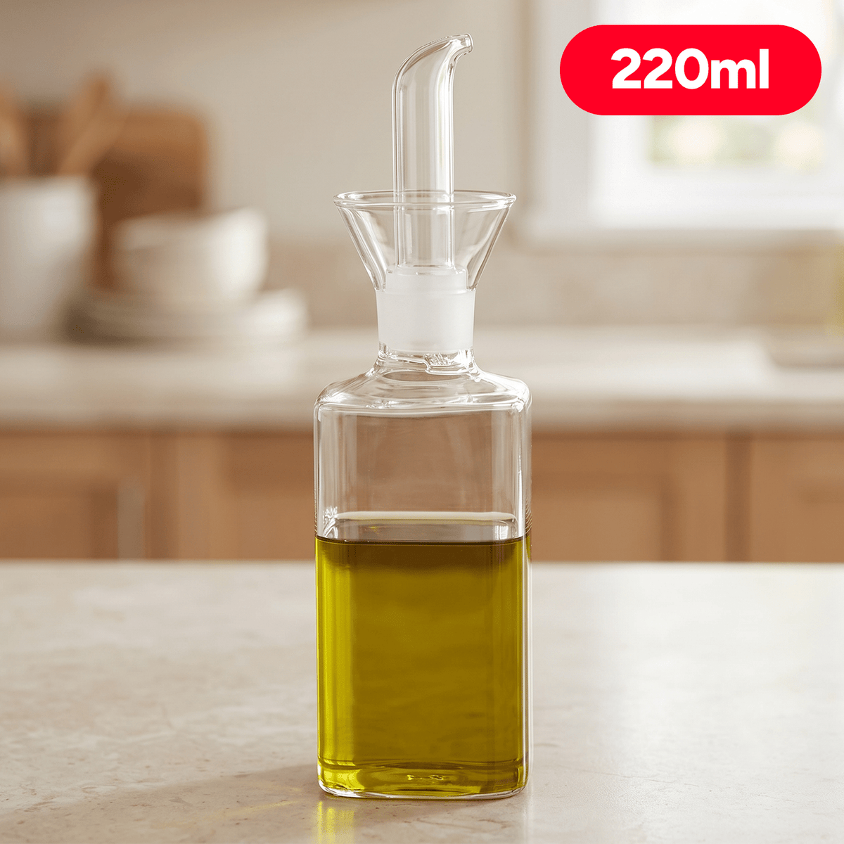 Aceitera Antigoteo 220ml, Aceitera Borosilicato Resistente, Ideal para Uso Diario, Dispensador de Boquilla Única Sin Goteo, Perfecto para Aceite, Vinagre, Aderezos, 220ml
