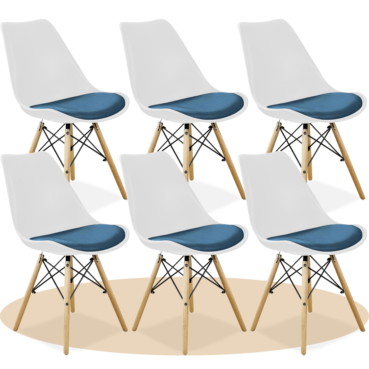 Sillas para Comedor, Sillas para Cocina con Asiento Blando, Tapizado y Patas Resistentes de Madera de Haya, Sillas Nórdicas Minimalistas, 49.5 x 44 x 79.5 cm