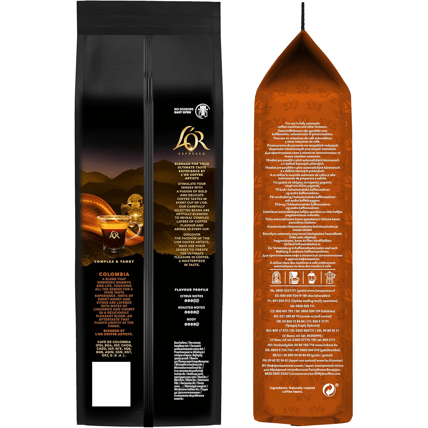 L'OR Espresso Colombia Café en Grano Natural 100% Arábica, Intensidad 8