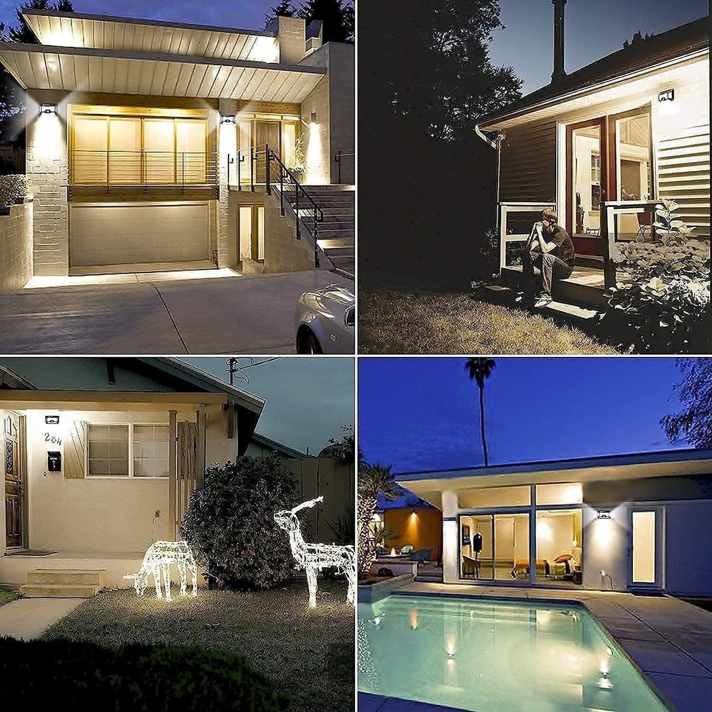 Luces Solares Exterior con Sensor de Movimiento, 100LEDS, 3 Modos de Iluminación, Impermeable, Resistente al Agua, Fácil Instalación, No Necesita Cableado, Luz Led con Sensor de Movimiento, ideal para Jardín, Pared, Porches y Balcones, 10.5 x 14.5 x 6 cm