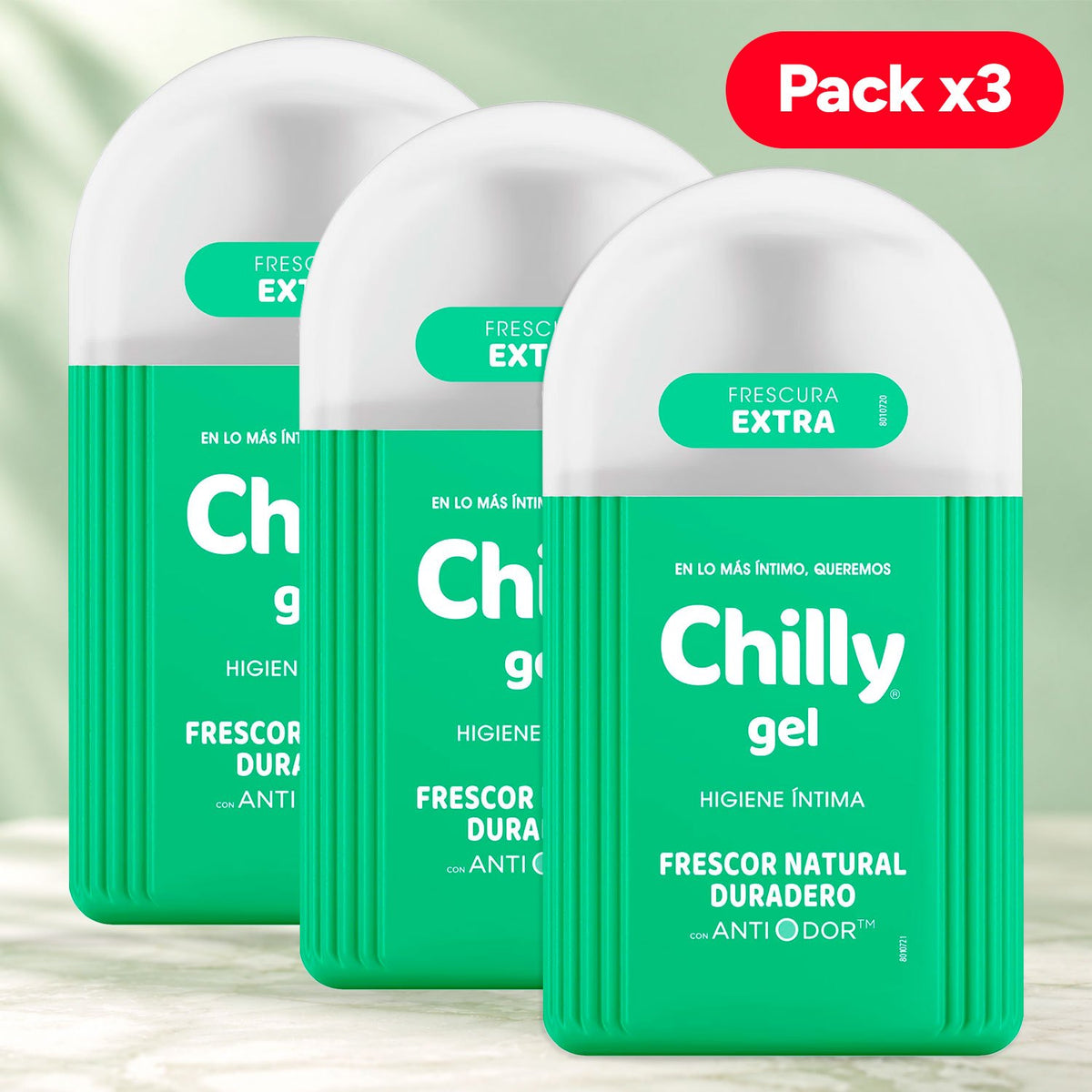 Chilly Jabón Íntimo para Mujer, Higiene Íntima Diaria con Sensación de Frescura, Limpieza Suave y Textura en Gel de Fácil Aplicación, Pack de 3 Unidades