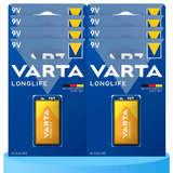 Pilas 9V Alcalinas, Pilas 9v Cuadradas de Alto Rendimiento, VARTA Longlife, Ultra Larga Duración, Energía Continua, Ideal para Detectores de Humo, Micrófonos Inalámbricos, Pedales de Guitarra, Multímetros, Electrodomésticos