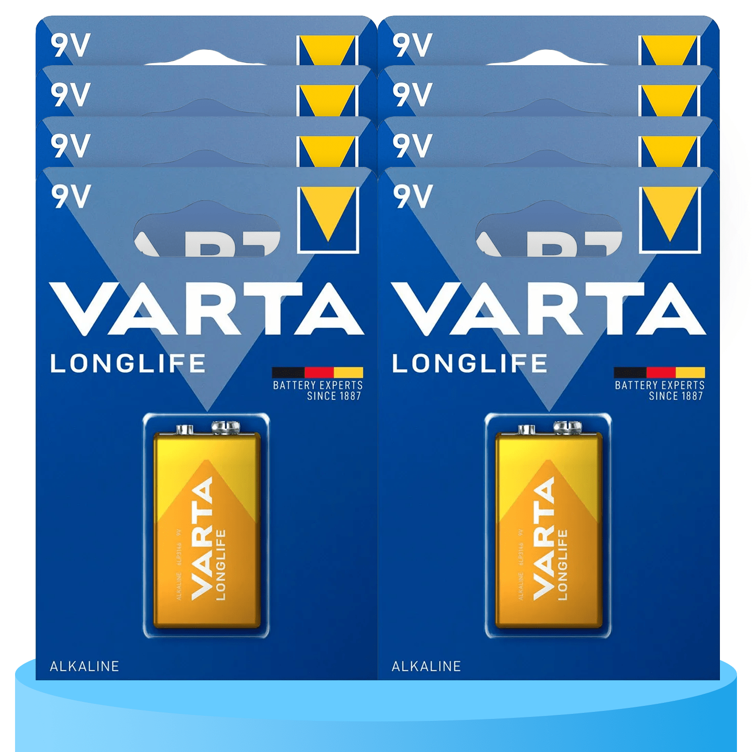Pilas 9V Alcalinas, Pilas 9v Cuadradas de Alto Rendimiento, VARTA Longlife, Ultra Larga Duración, Energía Continua, Ideal para Detectores de Humo, Micrófonos Inalámbricos, Pedales de Guitarra, Multímetros, Electrodomésticos