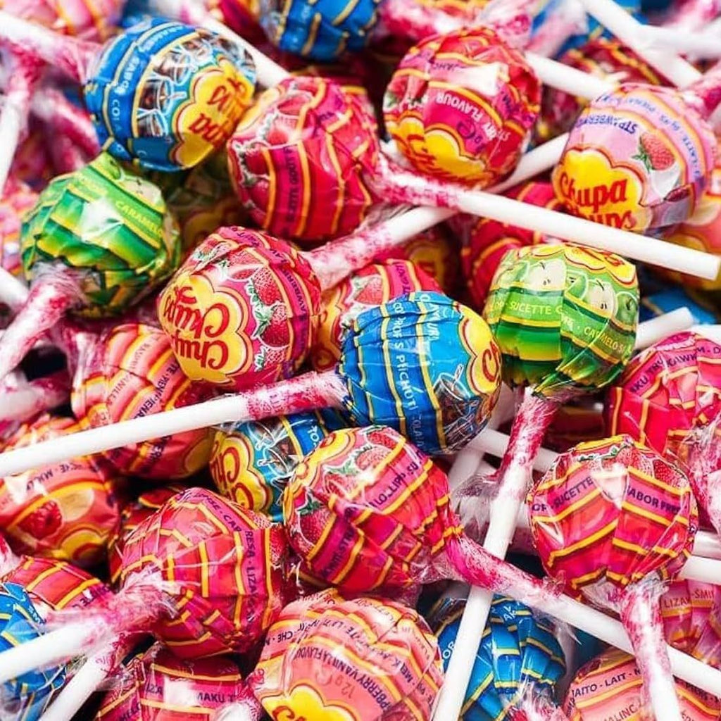Chupa Chups Caramelo con Palo de Sabores Variados, Piruleta Caramelo, 120/240/360 Chupa Chups