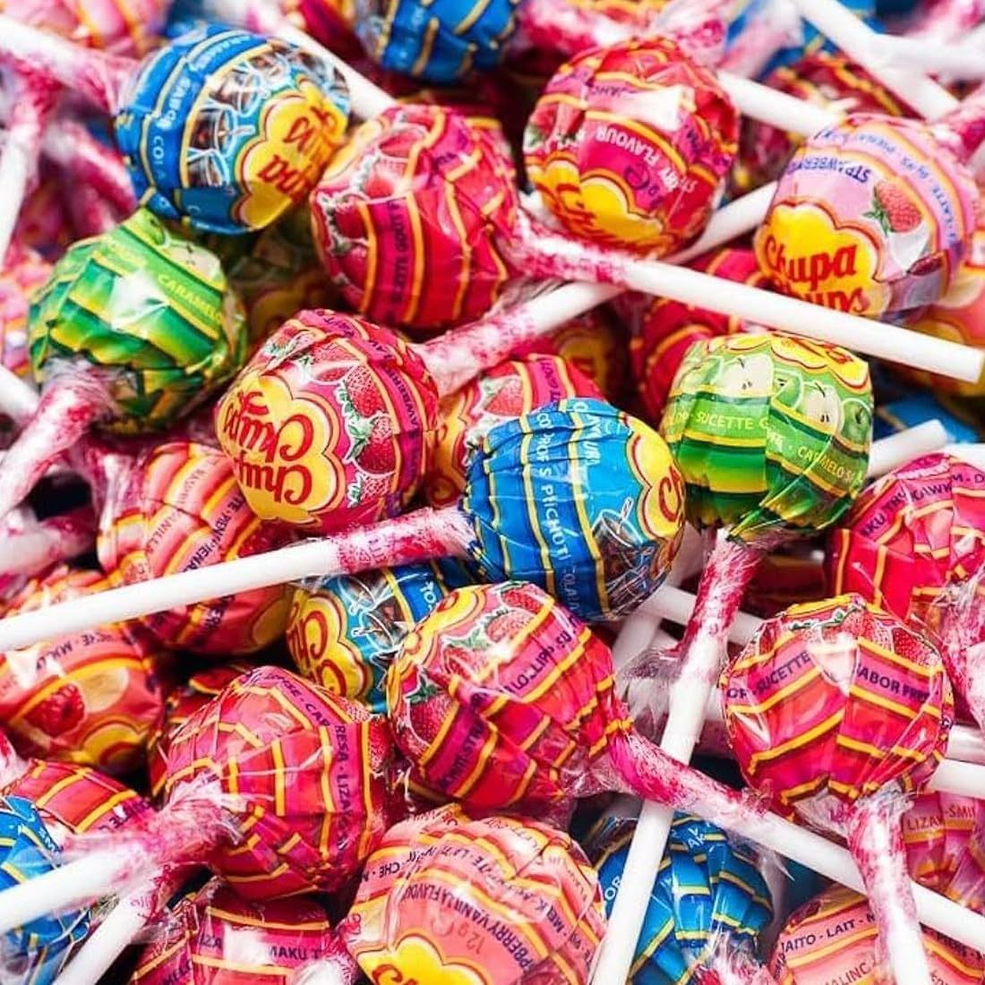 Chupa Chups Caramelo con Palo de Sabores Variados, Piruleta Caramelo, 120/240/360 Chupa Chups