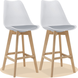 Taburete Alto Cocina con Respaldo, Asiento Blando y Tapizado, Patas Altas Resistentes de Madera de Haya con Reposapiés, Sillas Nórdicas, Ideal para Cocina, Salón, Comedor y Restaurante, 54.5 x 49.5 x 106 cm