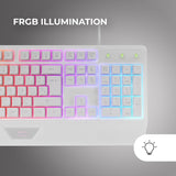 Mars Gaming MK124, Teclado Ergonómico H-Mech, Reposamuñecas Integrado, Iluminación FRGB Rainbow, Teclado Gaming Antighosting Avanzado, Teclado PC Completo Multiplataforma, Idioma Francés, Blanco