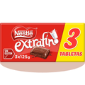 Nestlé Extrafino 3 Tabletas de Chocolate con Leche, Sin Gluten, Pack Ahorro de 3 Tabletas de 125g