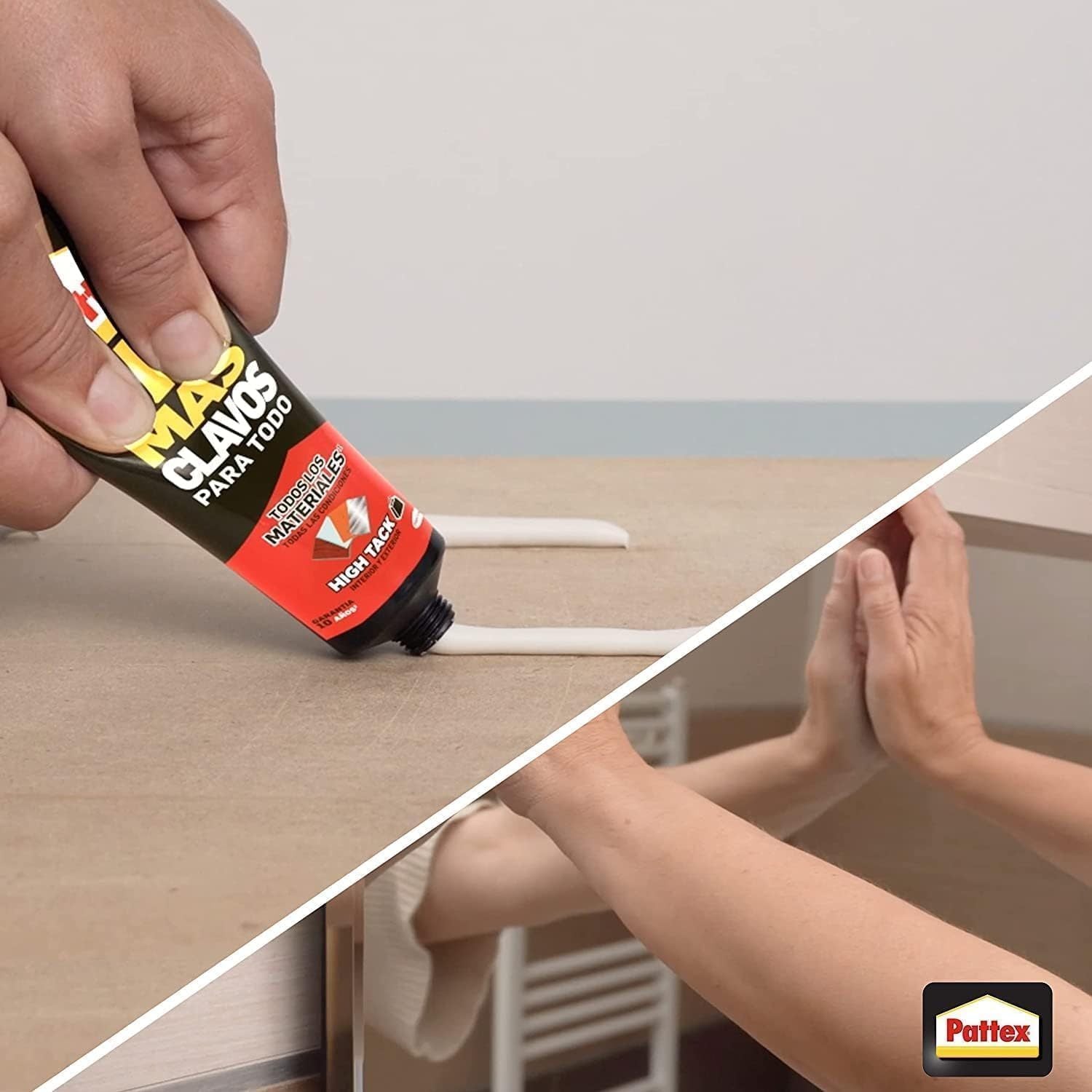 Pattex No Más Clavos Para Todo HighTack, Pegamento de Montaje Resistente a Temperaturas Extremas, Pegamento Fuerte en Superficies Húmedas, Adhesivo Blanco, 142g