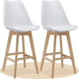 Taburete Alto Cocina con Respaldo, Asiento Blando y Tapizado, Patas Altas Resistentes de Madera de Haya con Reposapiés, Sillas Nórdicas, Ideal para Cocina, Salón, Comedor y Restaurante, 54.5 x 49.5 x 106 cm