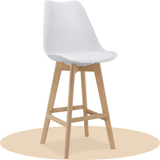 Taburete Alto Cocina con Respaldo, Asiento Blando y Tapizado, Patas Altas Resistentes de Madera de Haya con Reposapiés, Sillas Nórdicas, Ideal para Cocina, Salón, Comedor y Restaurante, 54.5 x 49.5 x 106 cm