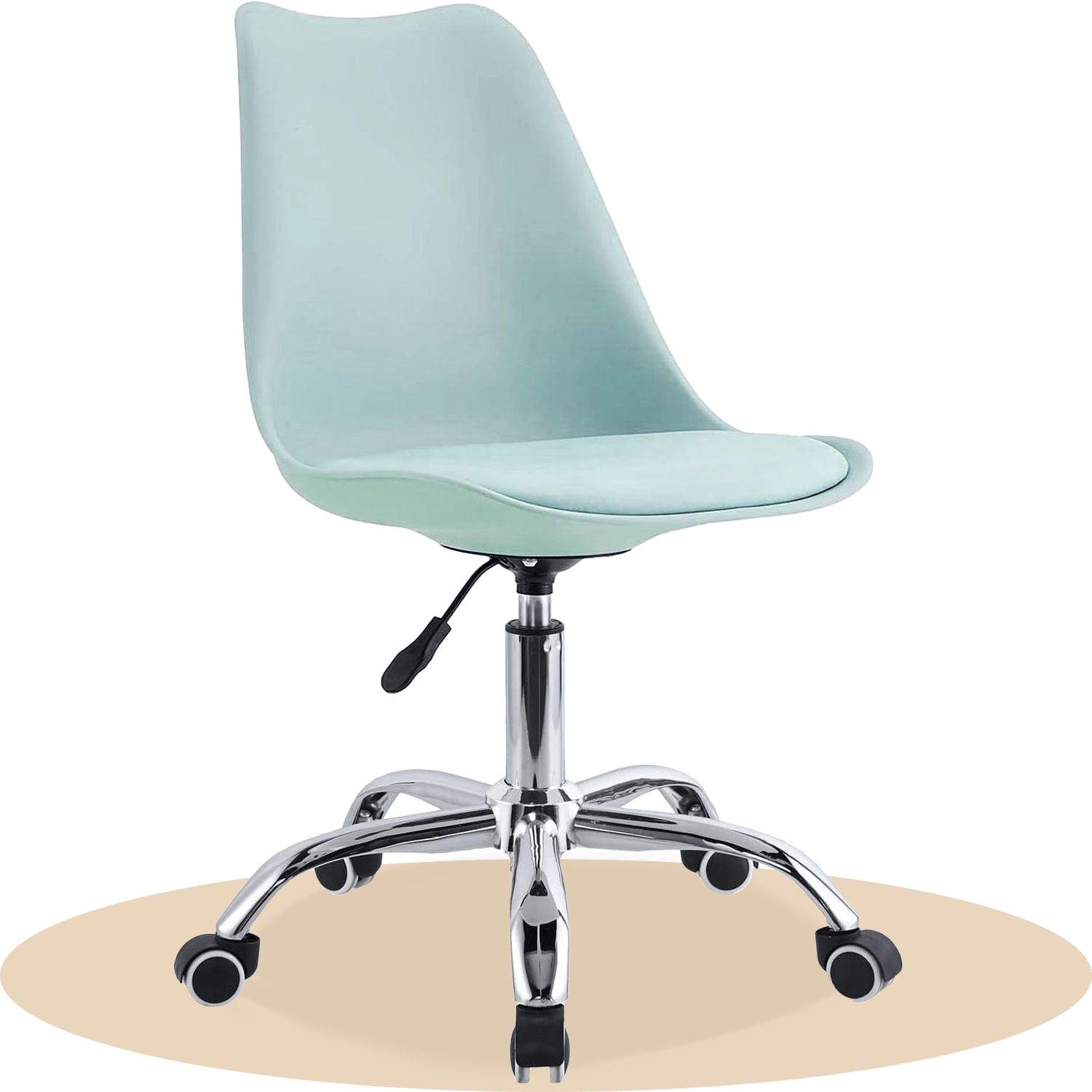 Silla Escritorio Ergonómica con Ruedas, Silla Oficina Giratoria con Altura Ajustable, Acolchada, Estilo Nórdico, Ideal para Estudio y Oficina