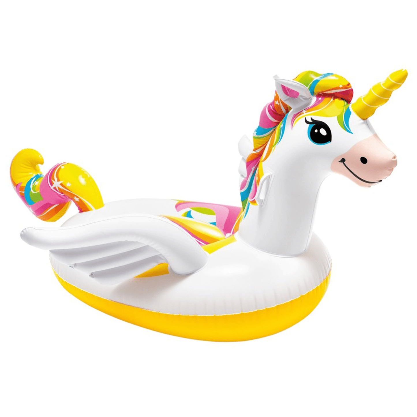 Flotador Piscina Unicornio Hinchable Grande con 2 Asas, Hecha de Vinilo Ultra Resistente, Con 2 Cámaras de Aire para Mayor Seguridad y 2 Asas Resistentes para Mayor Sujeción y Estabilidad, Incluye Kit de Parches para Reparar Pequeños Poros o Pinchazos