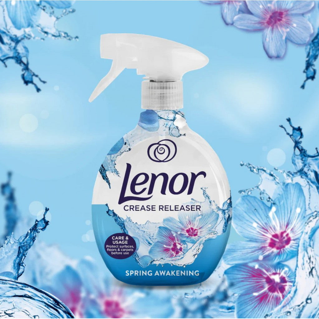 LENOR Eliminador de Arrugas para la Ropa, Fragancia Frescor de Abril, Elimina Arrugas, Refresca los Tejidos, Reduce la Estática y Elimina los Olores, Ideal para Ropa y Ropa de Cama, 500ml por Botella
