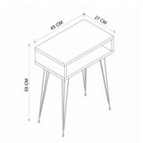 Mesita de Noche con Compartimento Abierto, Mesa Auxiliar para Dormitorio con Espacio de Almacenamiento y Patas Metálicas, Acabado Efecto Madera, 45 x 27 x 59 cm