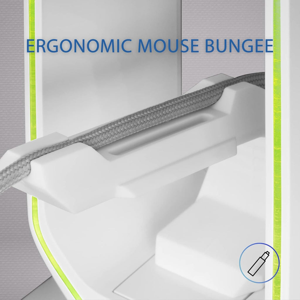 Mars Gaming MHHPRO, Soporte Auriculares 3en1 con Iluminación RGB Flow Touch, Bungee para Ratón, HUB con 2 USB 3.0, Base Antideslizante y Diseño Compacto, Blanco