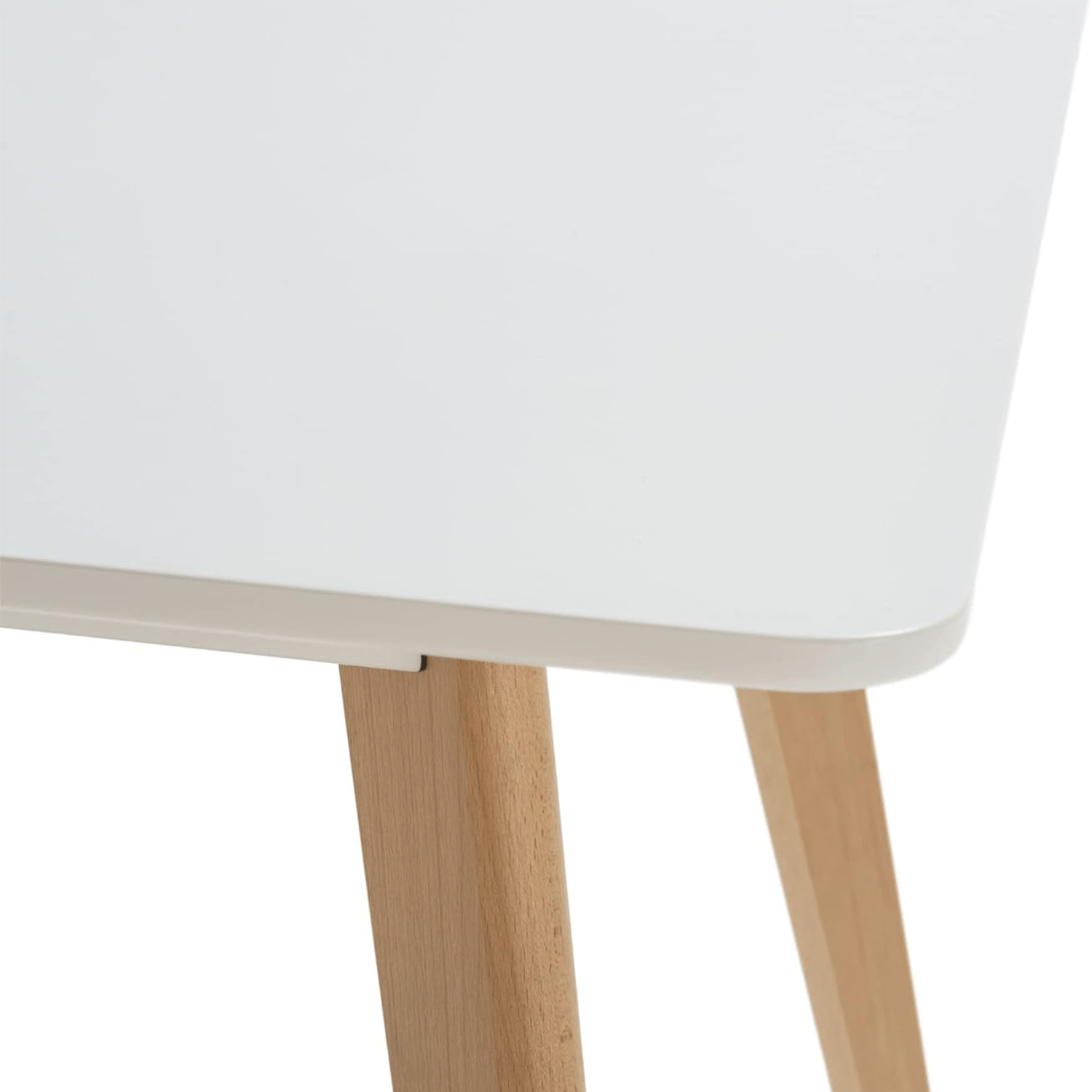 Mesa Comedor para 4-6 Personas, Mesas de Cocina estilo Nórdico, Diseño Resistente, Duradero y Ligero, Ideal para Uso Diario, Tablero MDF Blanco Mate, Patas de Madera de Haya Maciza con Protectores Antirayaduras, Adaptable a Cualquier Espacio