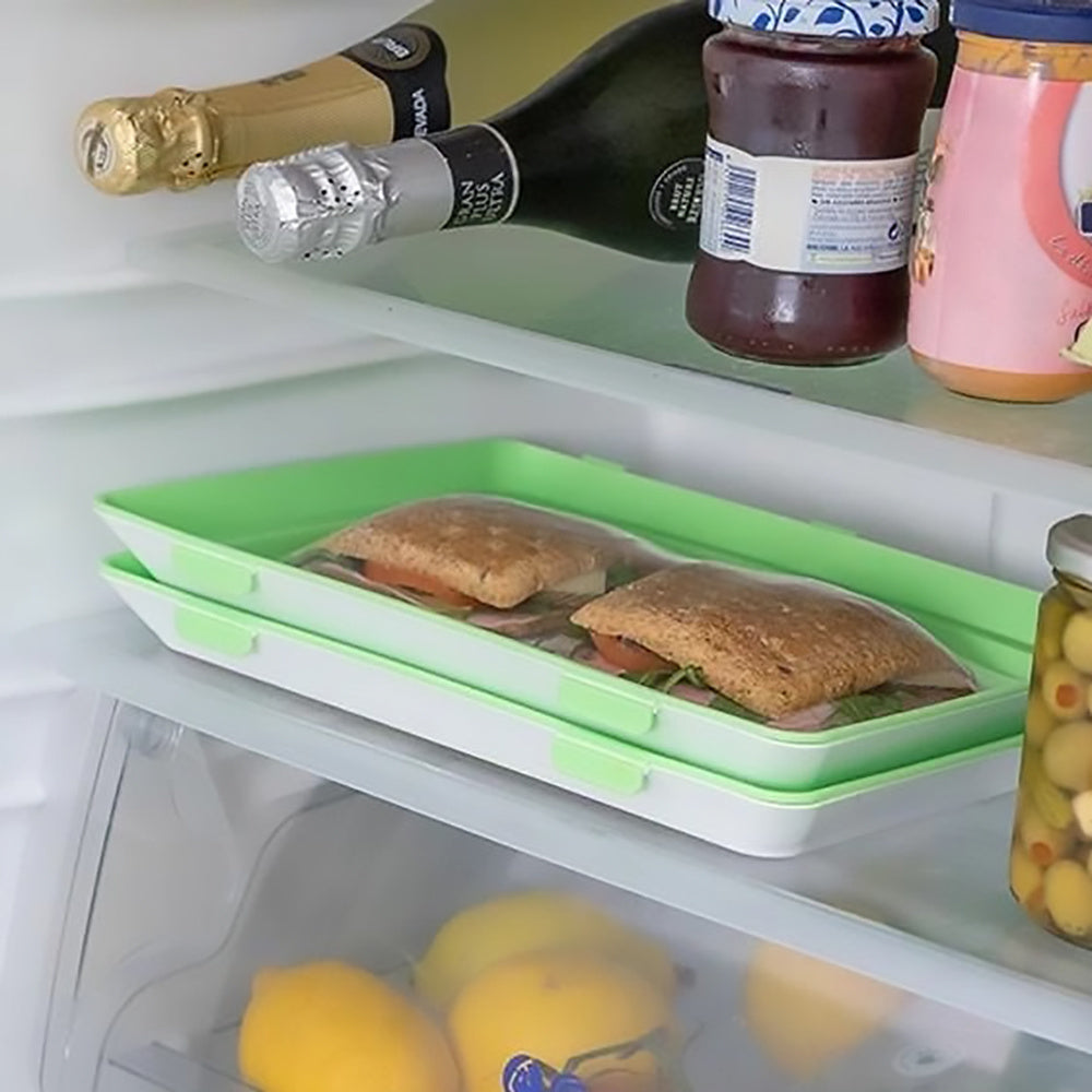 3 Bandejas de Almacenamiento Apilable para Refrigerador, Caja de Almacenamiento de Alimentos Sellada al Vacío, Mantiene los Productos Frescos, Diseño apilable, 30 x 20 x 2,4 cm