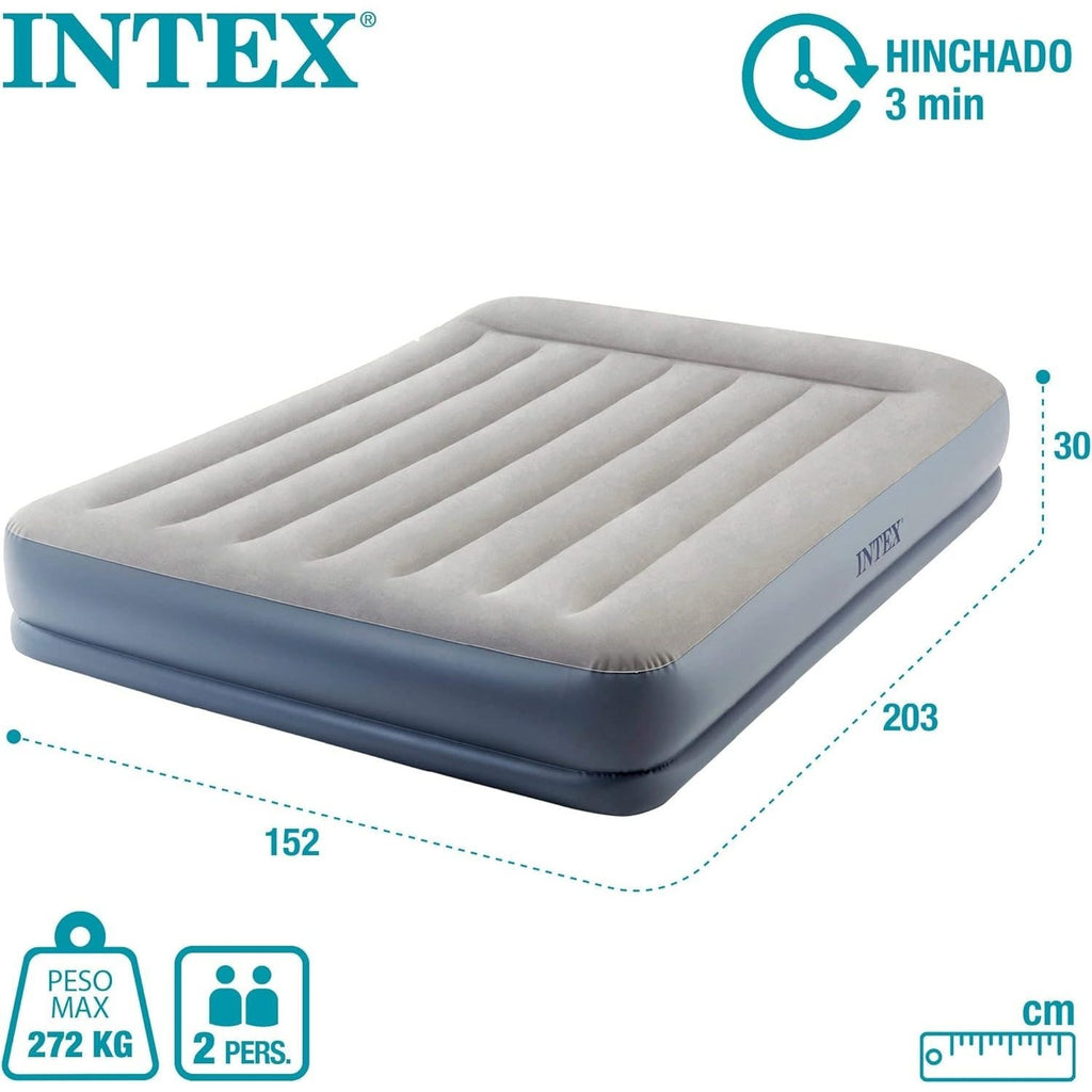 INTEX Colchón Hinchable, Colchon Inflable, Rápido Hinchado, Alta Resistencia con Extra de Firmeza, Comodidad y Durabilidad, Apto para Interior y Exterior, Hecho de Miles de Fibras de Poliéster que no se Estiran ni por el Tiempo ni por el Uso