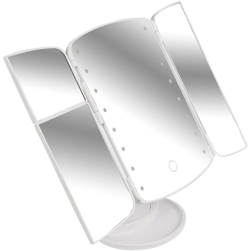 Espejo Maquillaje, 4 Espejos con diversos Aumentos de 1X, 2X y 3X, Soporte Giratorio de 180º, Diseño Compacto ideal para Llevar a cualquier Lugar, Resistente y Pensado para Uso Diario