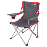 AKTIVE Silla de Camping Plegable para Playa, Pesca y Exteriores con Apoyabrazos y Portavasos Integrado, Capacidad de hasta 110 kg, 45x47x82 cm, Gris Marengo con Rojo