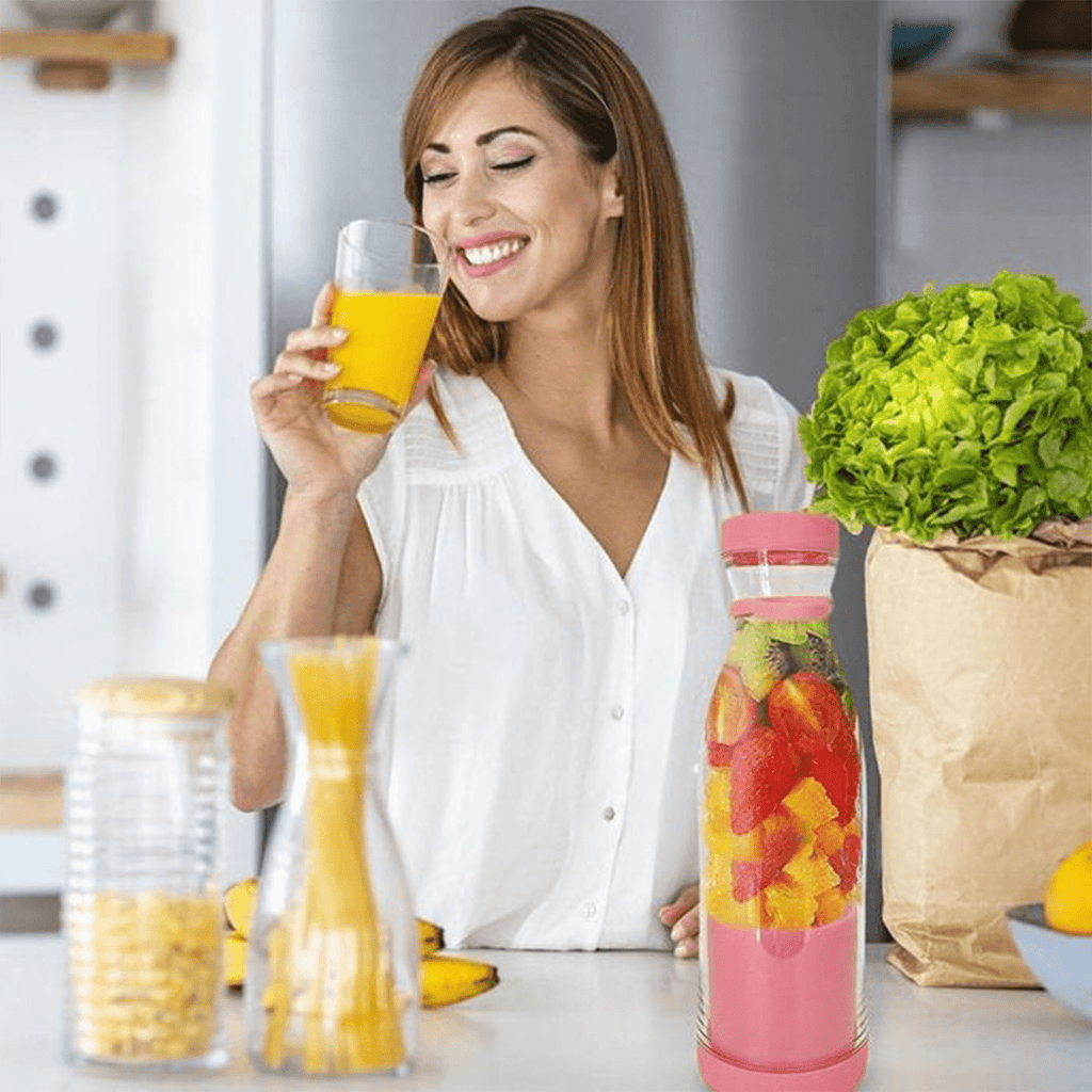 Botella Batidora de 300ml, 6 Cuchillas de Acero, Batería de 1200mAh, Cable de Carga USB, 40W de Potencia, Perfecto para Uso Diario y para Llevar, Para todo Tipo de Frutas y Verduras