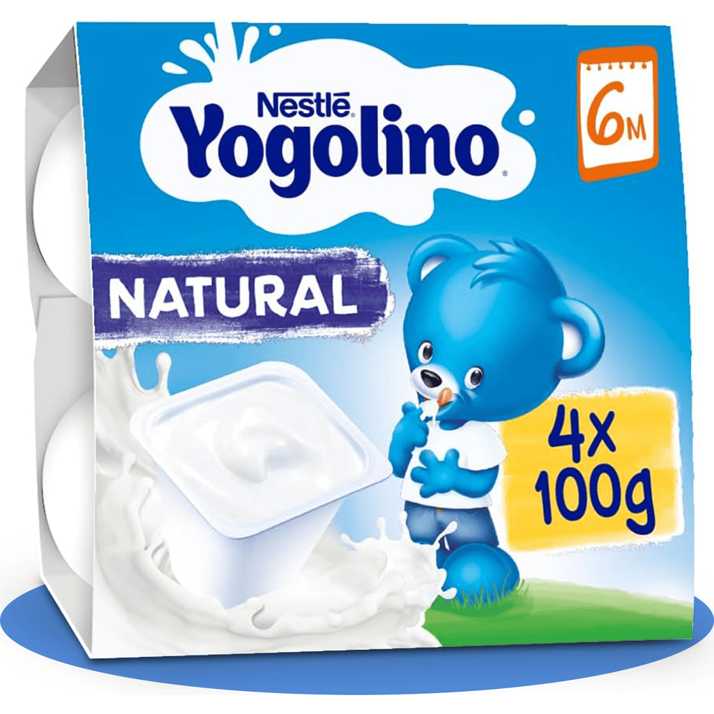 NESTLÉ Yogolino Natural, Yogur Infantil a partir de los 8 Meses, Sin Gluten, 4 Tarrinas de 100g por Paquete