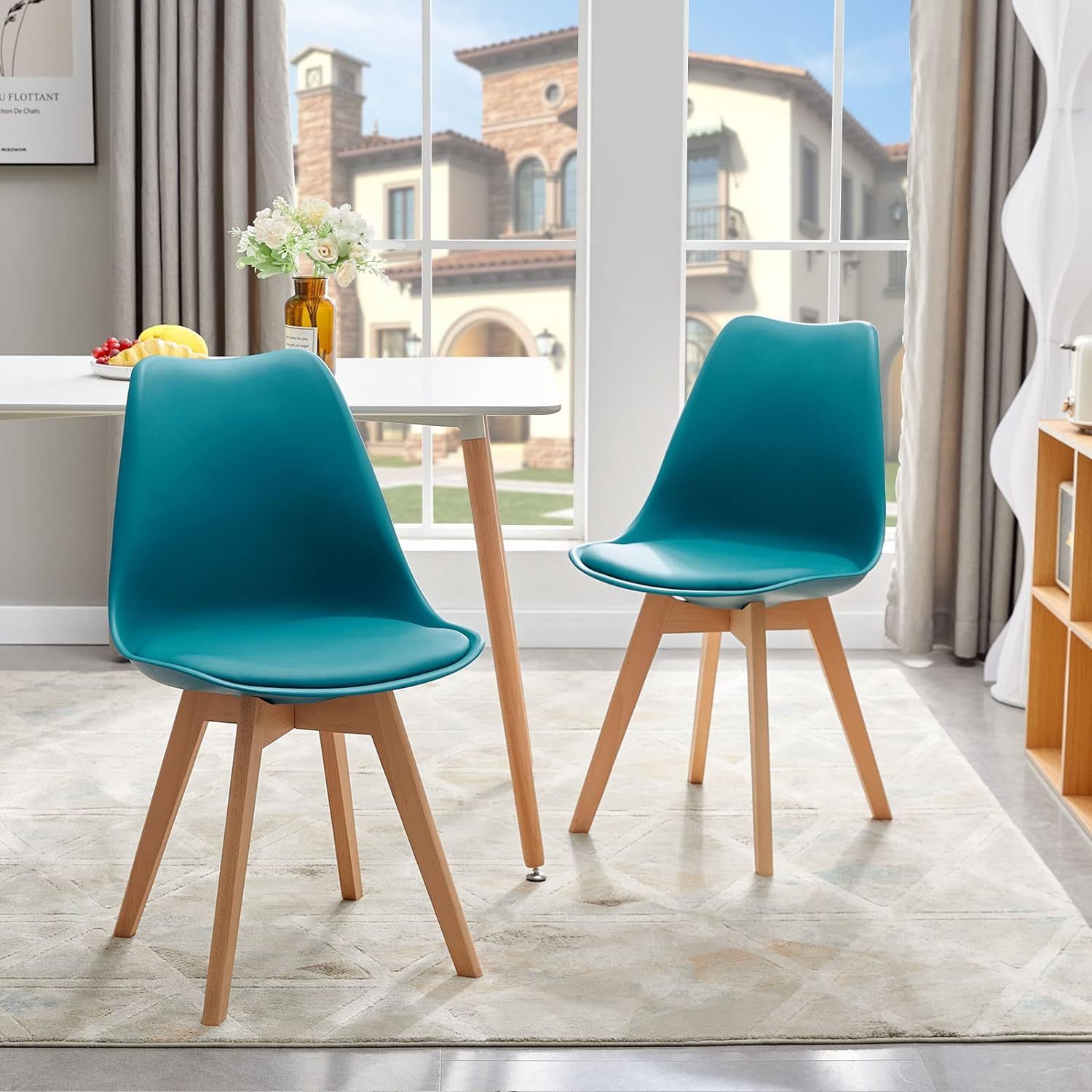 1/2/4/6 Unidad Sillas para Comedor, Sillas para Cocina con Asiento Blando, Tapizado y Patas Resistentes de Madera de Haya, Sillas Nórdicas