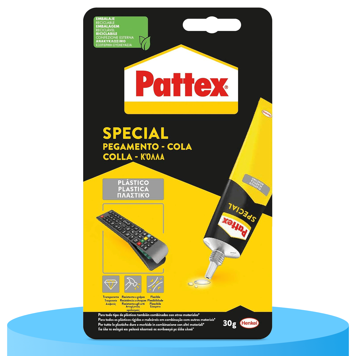 Pattex Special Pegamento Transparente para Plástico, Pegamento de Contacto PVC Rígido y Flexible, Ideal para Reparaciones Multimaterial: Plástico, Cristal, Piedra, Madera y Metal, Fuerte, Flexible y Resistente a Golpes y al Agua, 30g