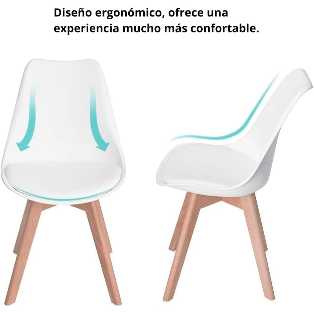 Sillas para Comedor, Sillas de Cocina con Asiento Blando, Tapizado y Patas Resistentes de Madera de Haya