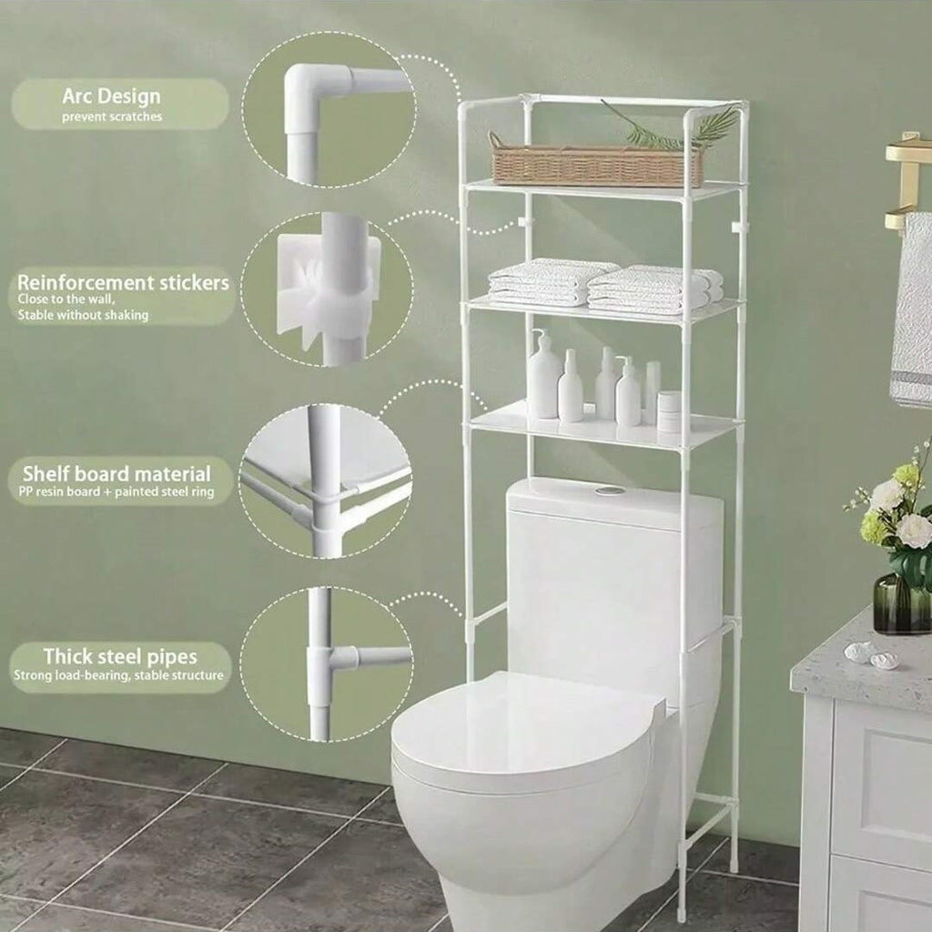 Estantería Baño sobre Inodoro, Optimiza Espacio, 3 Baldas, Facil Montaje, Ideal para Espacios Reducidos, 47 x 25 x 155 cm