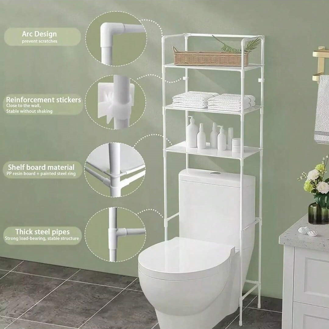 Estantería Baño sobre Inodoro, Optimiza Espacio, 3 Baldas, Facil Montaje, Ideal para Espacios Reducidos, 47 x 25 x 155 cm