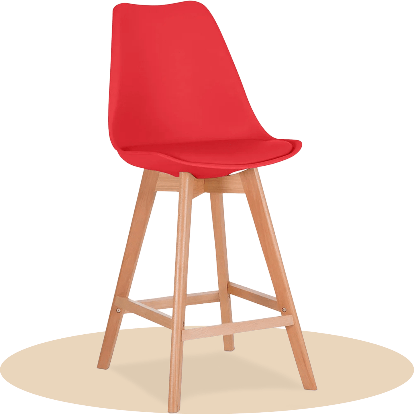 Taburete Alto Cocina con Respaldo, Asiento Blando y Tapizado, Patas Altas Resistentes de Madera de Haya con Reposapiés, Sillas Nórdicas, Ideal para Cocina, Salón, Comedor y Restaurante, 54.5 x 49.5 x 106 cm