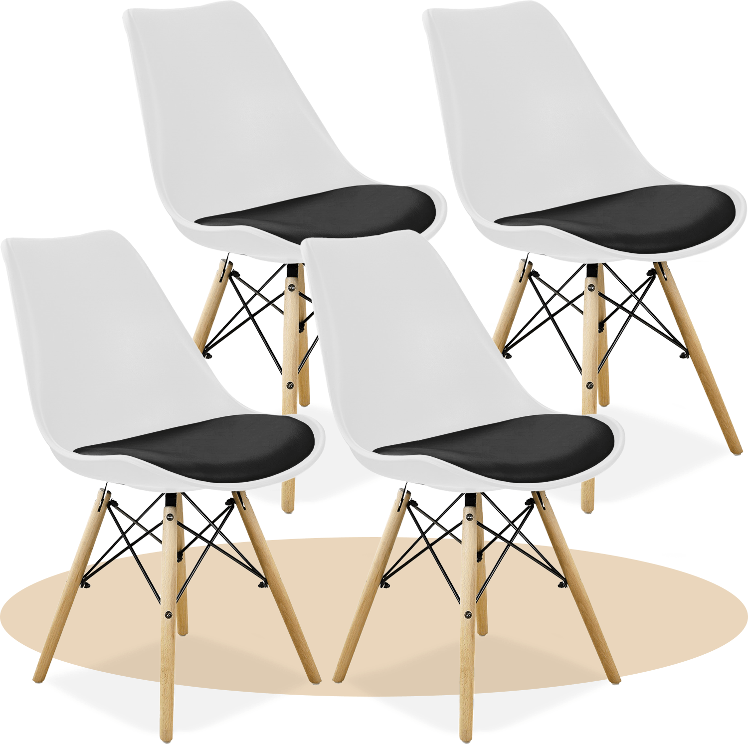 Sillas para Comedor, Sillas para Cocina con Asiento Blando, Tapizado y Patas Resistentes de Madera de Haya, Sillas Nórdicas Minimalistas, 49.5 x 44 x 79.5 cm