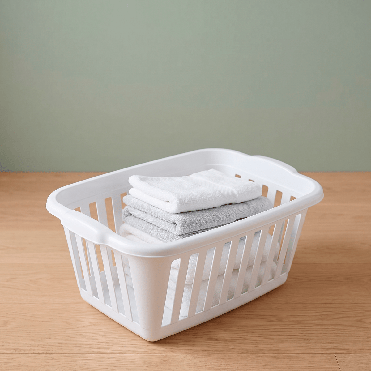 Cesta para la Ropa Rectangular, Ideal para Transportar y Guardar la Ropa de la Colada, Fabricada en Plástico muy Resistente, con 2 Asas en los Laterales para Llevar Cómodamente, 60 x 40 x 26cm