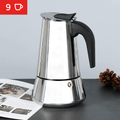 Cafetera Italiana 9 Tazas, Hecha de Acero Inoxidable, Mango Antiquemaduras, Compatible con Vitrocerámica, Gas, Inducción y Eléctrico, Capacidad de 600 gr de Café, Hasta 9 Tazas de Café, Fácil Limpieza