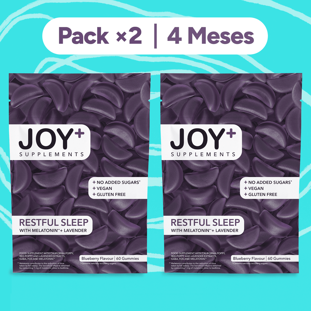 Pack x2 Gominolas para Dormir con Melatonina, Lavanda, Amapola California, Amapola Roja y GABA, Sabor Arándanos, 2 x 60 Gummies, 120 Gummies - Joy+ Supplements